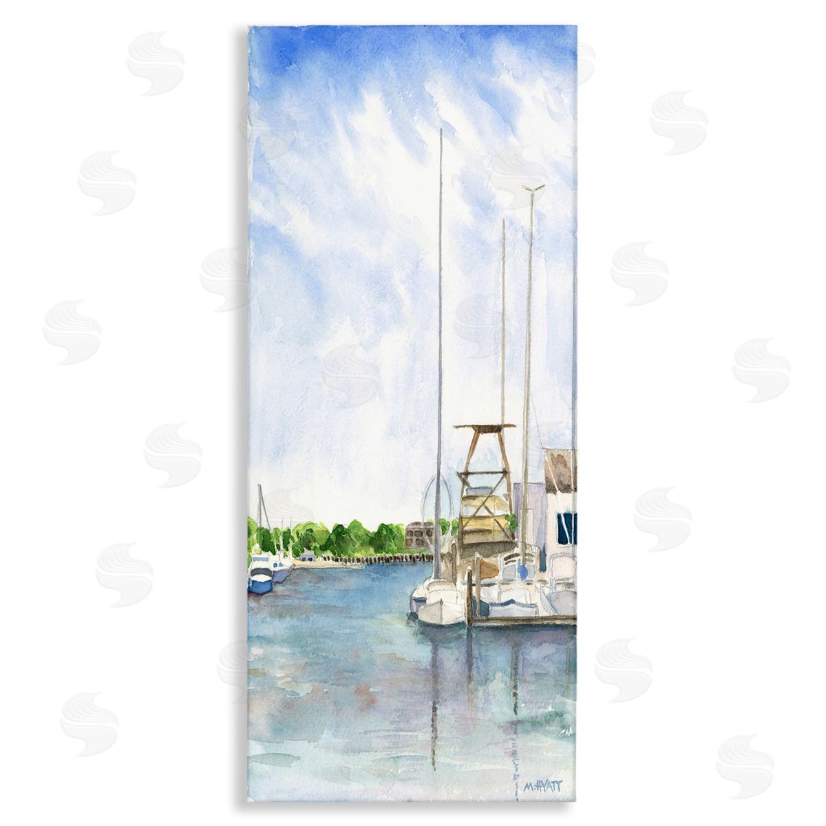 Melissa Hyatt Boats at Dock Summer Lakeside Landscape Canvas Wall Art