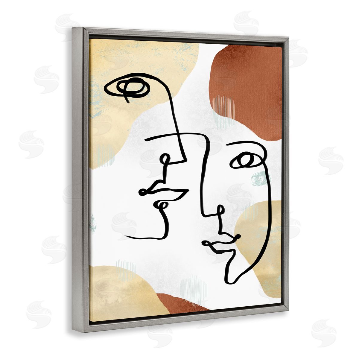 Ziwei Li Asymmetrical Linework Portraits Abstract Organic Shapes Gray Floater Frame Canvas Art