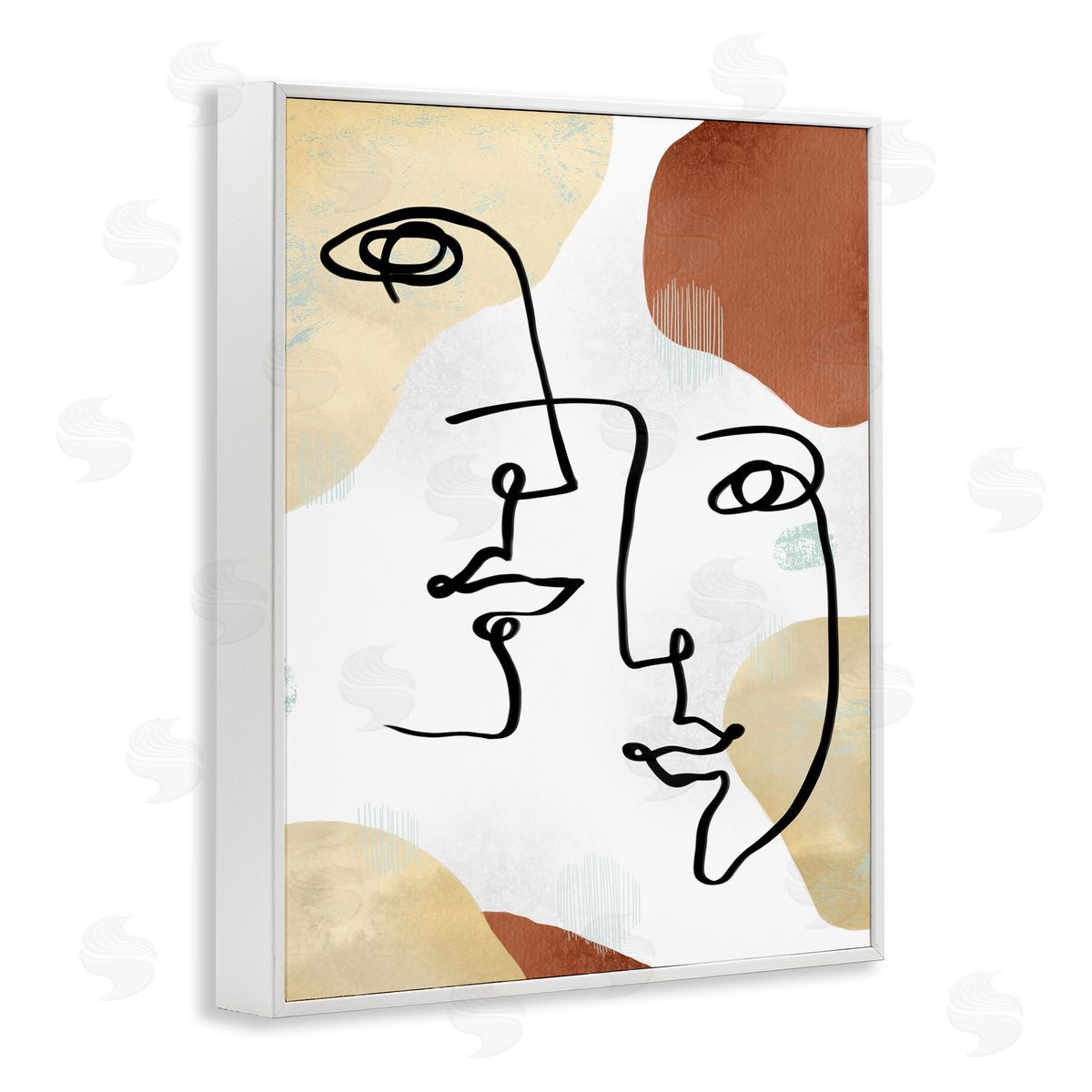 Ziwei Li Asymmetrical Linework Portraits Abstract Organic Shapes White Framed Giclee Wall Art