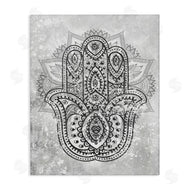 Stupell Studio | Hamsa Hand Symbol Intricate Pattern Black Grey