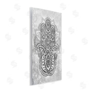 Stupell Studio | Hamsa Hand Symbol Intricate Pattern Black Grey