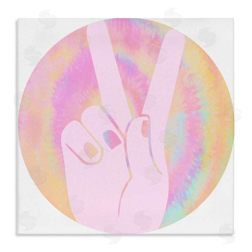 Stupell Studio | Peace Sign Hand Pose Groovy Pink Pattern