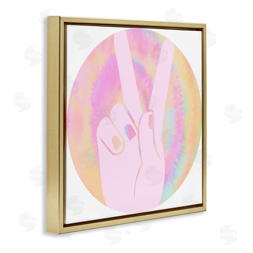 Stupell Studio | Peace Sign Hand Pose Groovy Pink Pattern