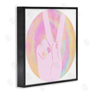 Stupell Studio | Peace Sign Hand Pose Groovy Pink Pattern