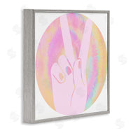 Stupell Studio | Peace Sign Hand Pose Groovy Pink Pattern