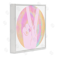 Stupell Studio | Peace Sign Hand Pose Groovy Pink Pattern