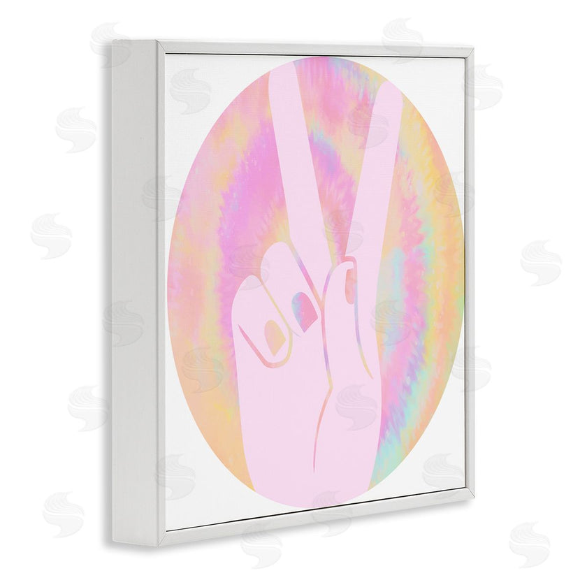 Stupell Studio | Peace Sign Hand Pose Groovy Pink Pattern