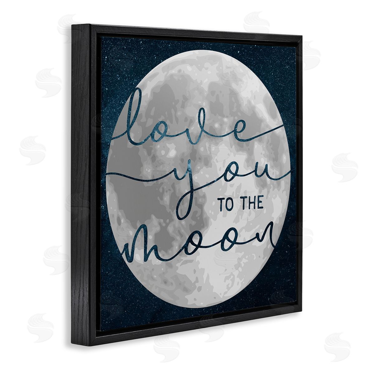 Stupell Studio Love You To Moon Lunar Night Sky Constellations  Black Floater Frame Canvas Art