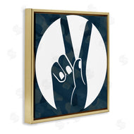 Stupell Studio | Peace Sign Hand Pose Over Dark Blue Camouflage