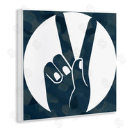 Stupell Studio | Peace Sign Hand Pose Over Dark Blue Camouflage