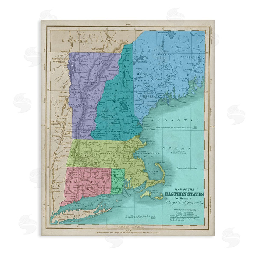 Stupell Studio | Map Of Eastern States New England Border Lines