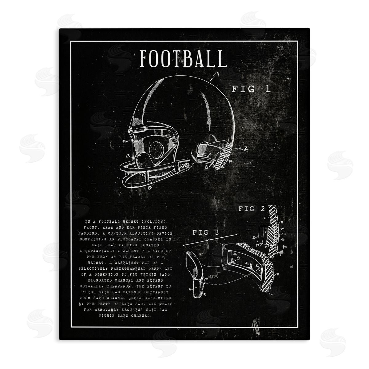 Stupell Studio Football Helmet Sports Chart Retro Figure Canvas Wall Art