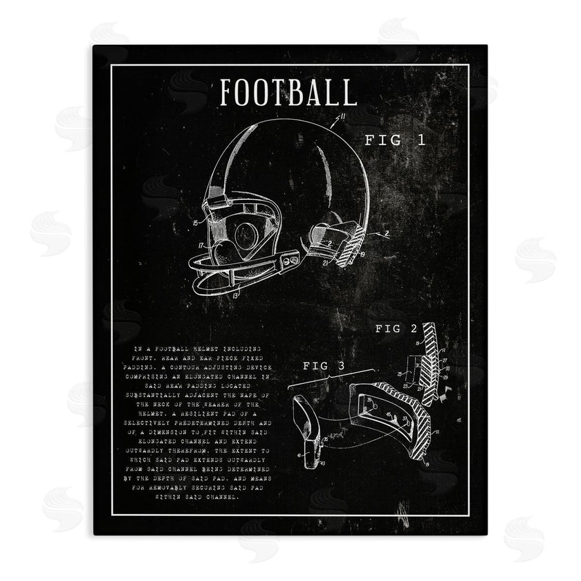 Stupell Studio | Football Helmet Sports Chart Retro Figure