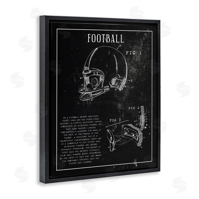 Stupell Studio | Football Helmet Sports Chart Retro Figure