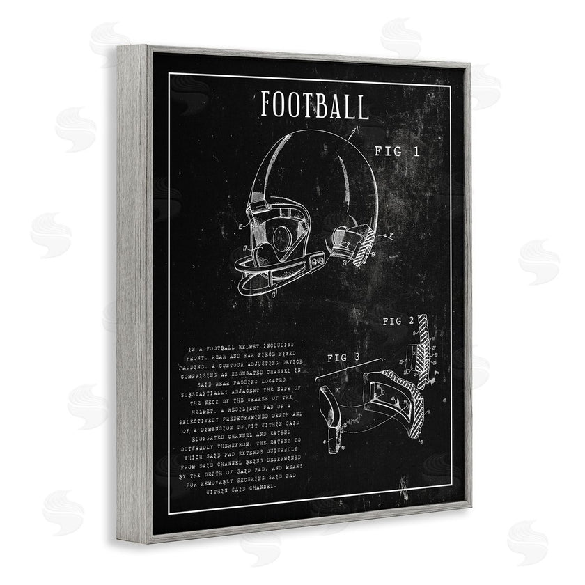 Stupell Studio | Football Helmet Sports Chart Retro Figure