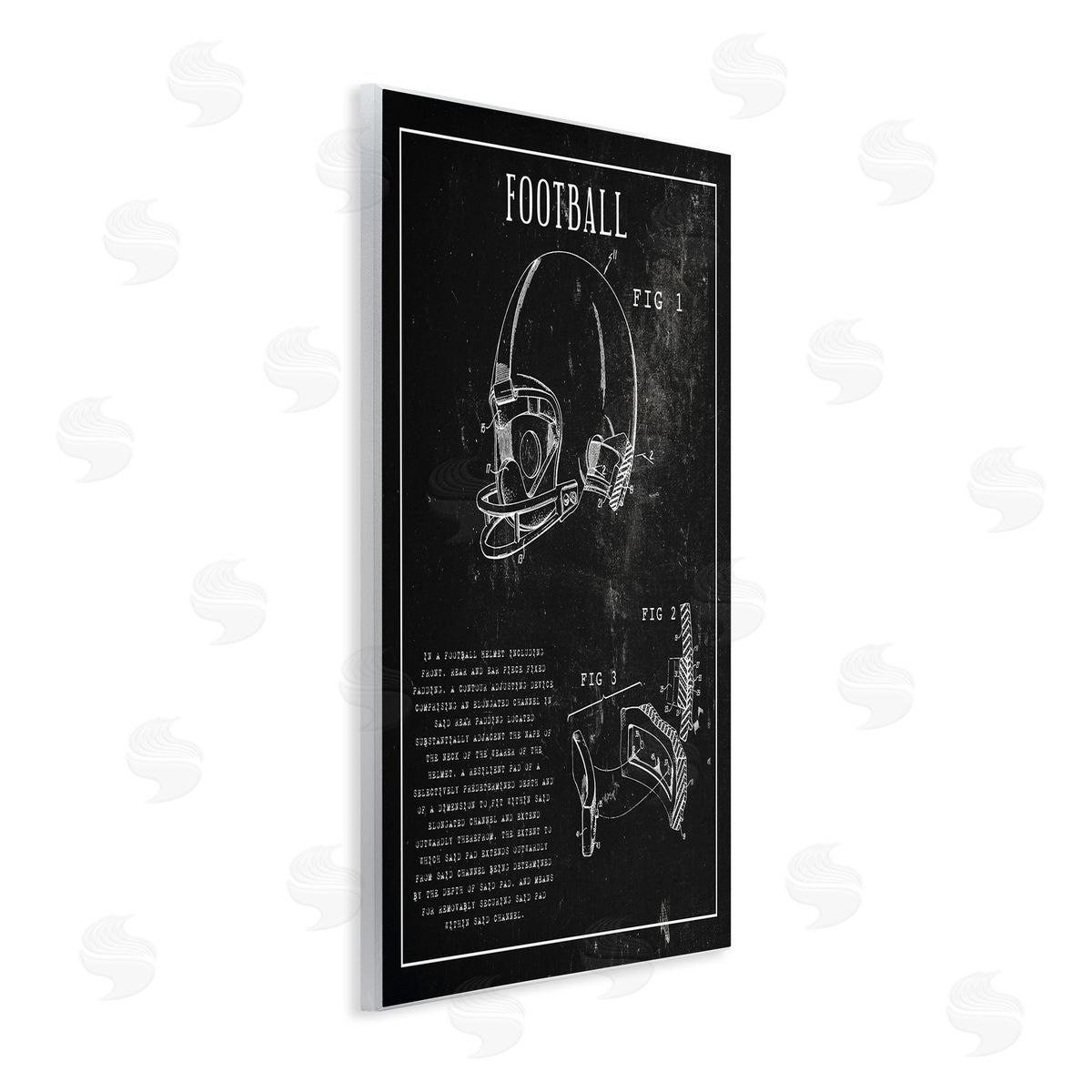 Stupell Studio Football Helmet Sports Chart Retro Figure Wall Plaque Art