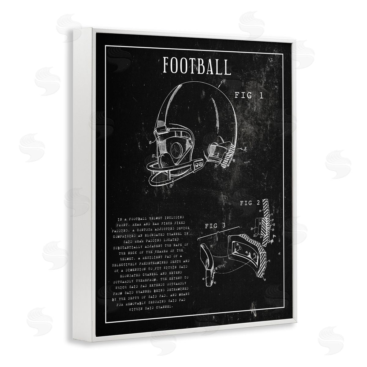 Stupell Studio Football Helmet Sports Chart Retro Figure White Framed Giclee Wall Art