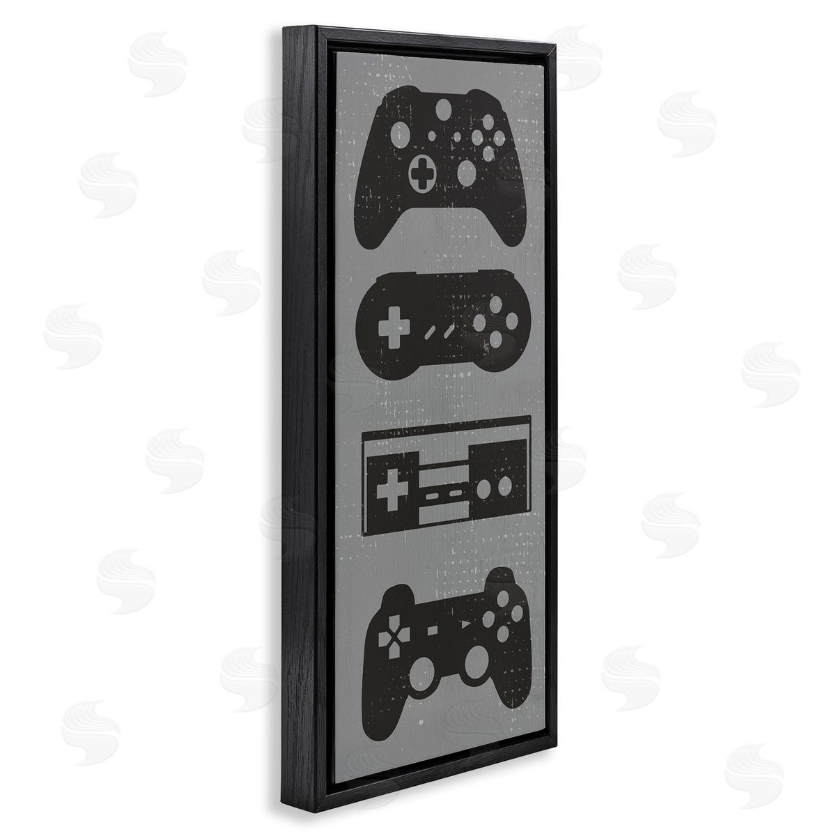 Vintage Video Game Controllers Black Floating Frame Canvas Wall Art, Home Decor by Stupell Studio