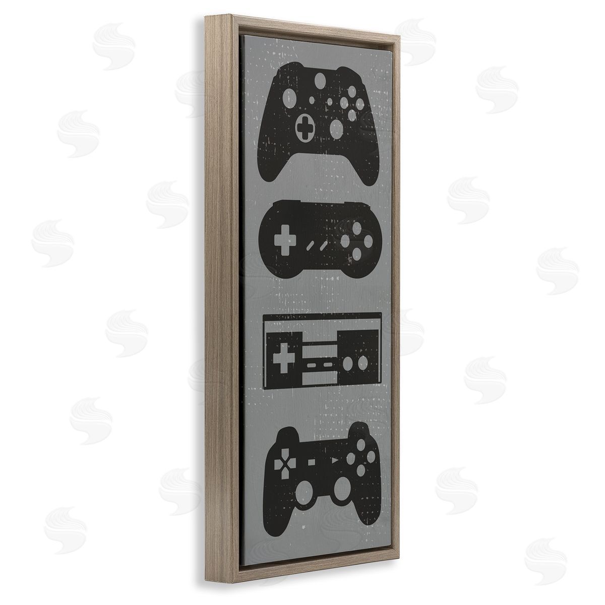 Vintage Video Game Controllers Brown Floating Frame Canvas Wall Art, Home Decor by Stupell Studio