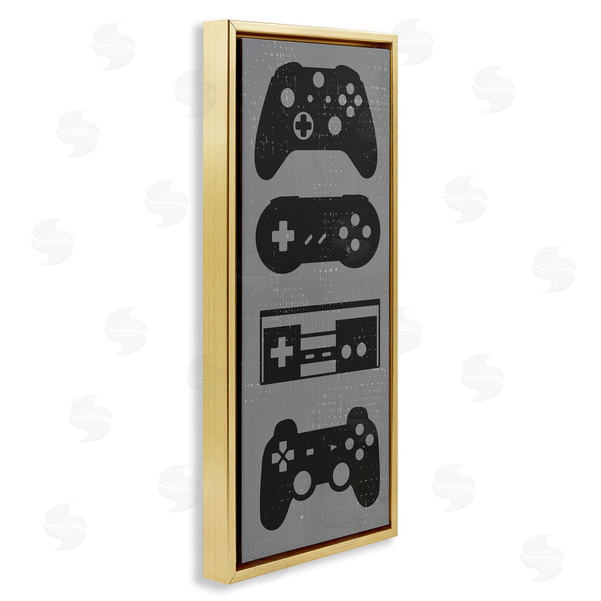 Vintage Video Game Controllers Gold Floating Frame Canvas Wall Art, Home Decor by Stupell Studio
