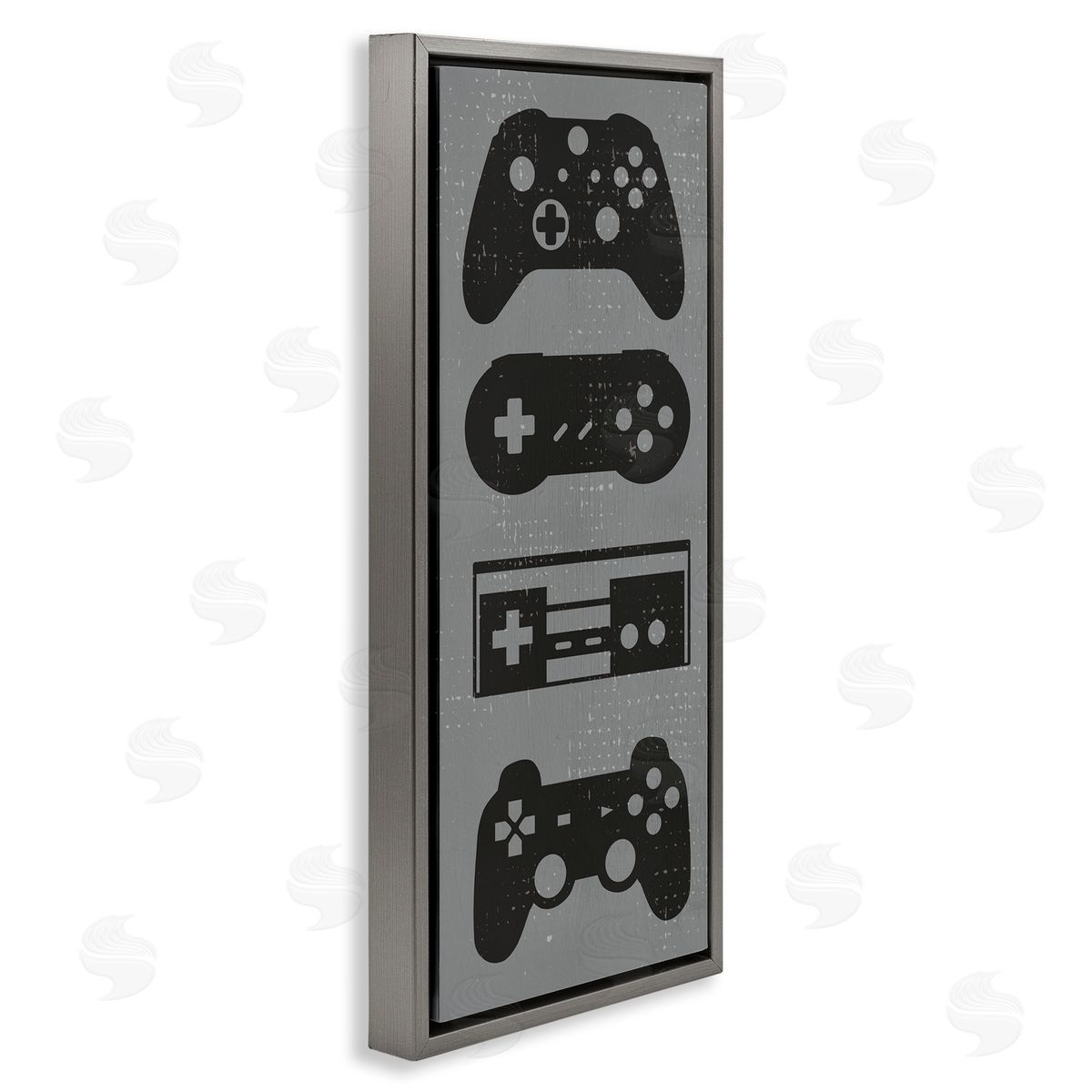 Vintage Video Game Controllers Grey Floating Frame Canvas Wall Art, Home Decor by Stupell Studio