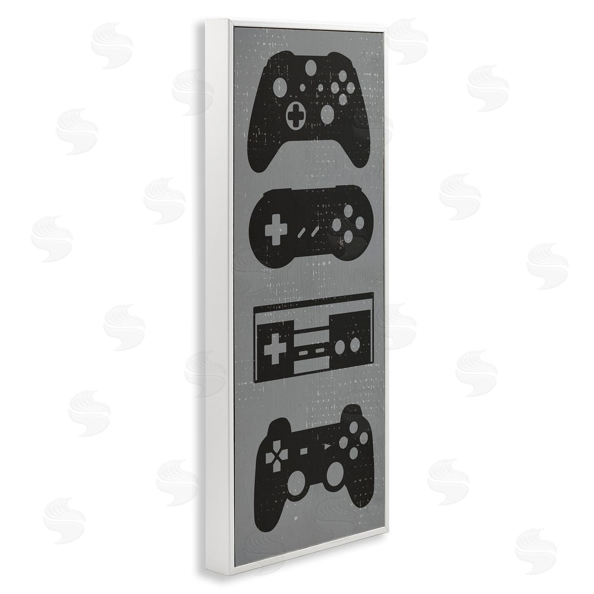 Vintage Video Game Controllers White Frame Print Wall Art, Home Decor by Stupell Studio
