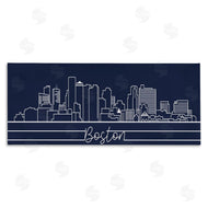 Stupell Studio | Boston City Skyline Outline Deep Blue White