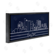 Stupell Studio | Boston City Skyline Outline Deep Blue White