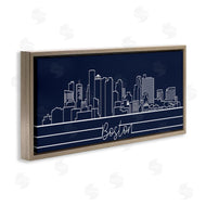 Stupell Studio | Boston City Skyline Outline Deep Blue White