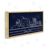 Stupell Studio | Boston City Skyline Outline Deep Blue White