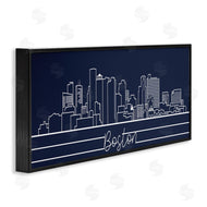 Stupell Studio | Boston City Skyline Outline Deep Blue White