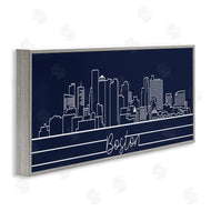 Stupell Studio | Boston City Skyline Outline Deep Blue White