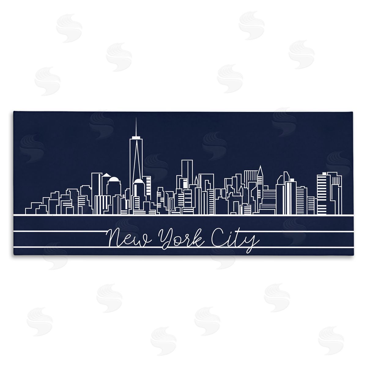 Stupell Studio New York City Skyline Deep Blue White Outline Canvas Wall Art
