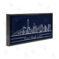 Stupell Studio | New York City Skyline Deep Blue White Outline
