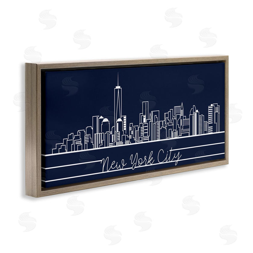 Stupell Studio | New York City Skyline Deep Blue White Outline