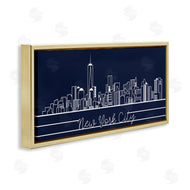 Stupell Studio | New York City Skyline Deep Blue White Outline