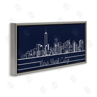 Stupell Studio | New York City Skyline Deep Blue White Outline