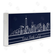 Stupell Studio | New York City Skyline Deep Blue White Outline