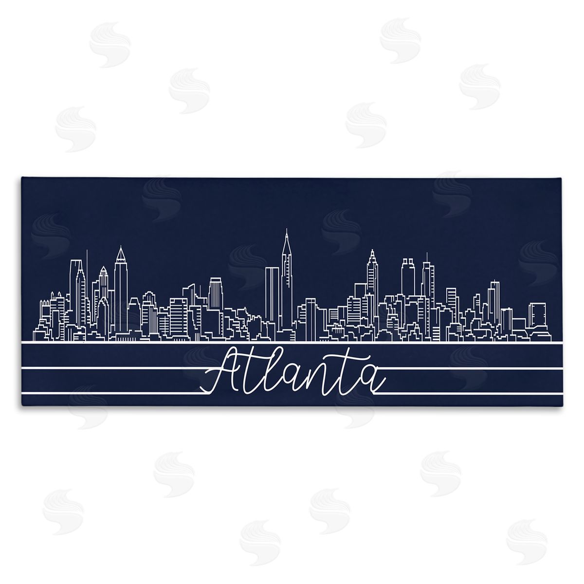 Stupell Studio Atlanta Georgia Linework City Skyline Deep Blue Canvas Wall Art