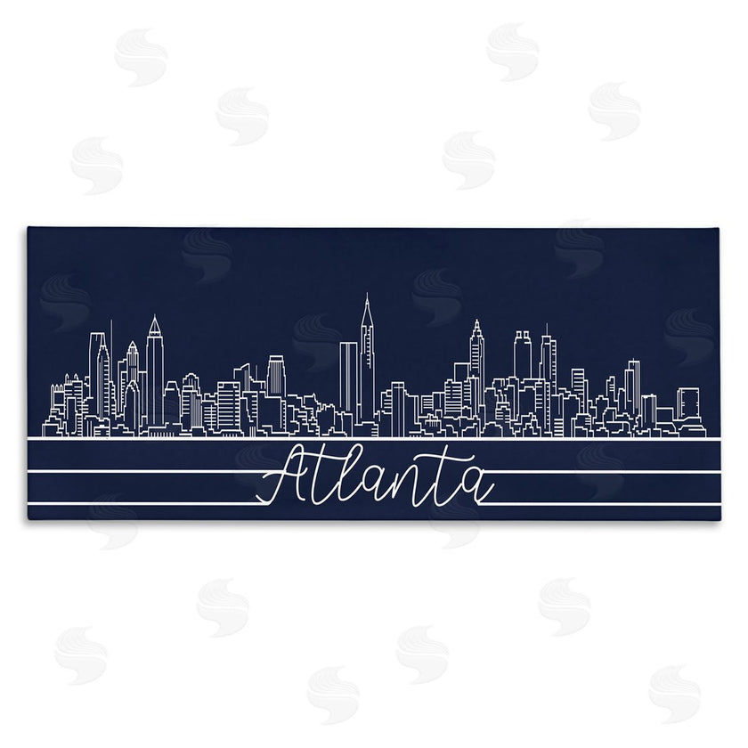 Stupell Studio | Atlanta Georgia Linework City Skyline Deep Blue
