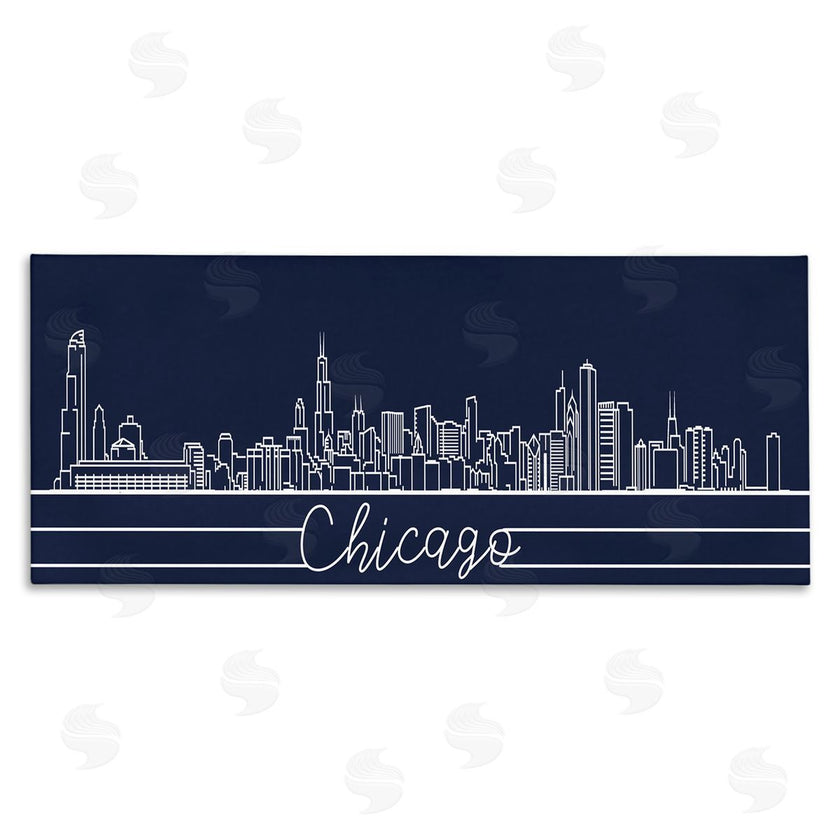 Stupell Studio | Chicago Illinois Linework City Skyline Deep Blue