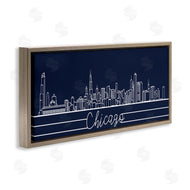 Stupell Studio | Chicago Illinois Linework City Skyline Deep Blue
