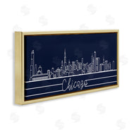 Stupell Studio | Chicago Illinois Linework City Skyline Deep Blue