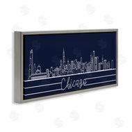 Stupell Studio | Chicago Illinois Linework City Skyline Deep Blue