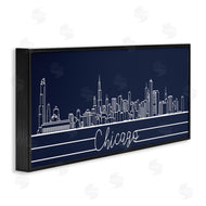 Stupell Studio | Chicago Illinois Linework City Skyline Deep Blue