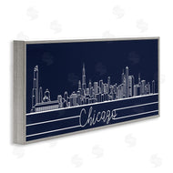 Stupell Studio | Chicago Illinois Linework City Skyline Deep Blue