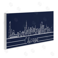 Stupell Studio | Chicago Illinois Linework City Skyline Deep Blue