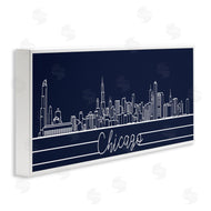 Stupell Studio | Chicago Illinois Linework City Skyline Deep Blue
