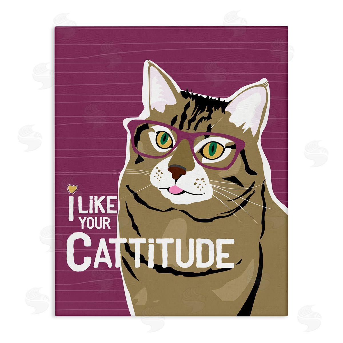 Ginger Oliphant Like Your Cattitude Phrase Cat With Glasses Pet Canvas Wall Art