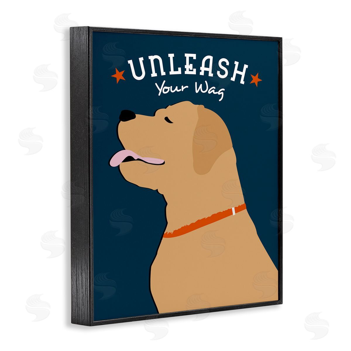 Ginger Oliphant Unleash Your Wag Phrase Golden Labrador Dog  Black Framed Giclee Wall Art